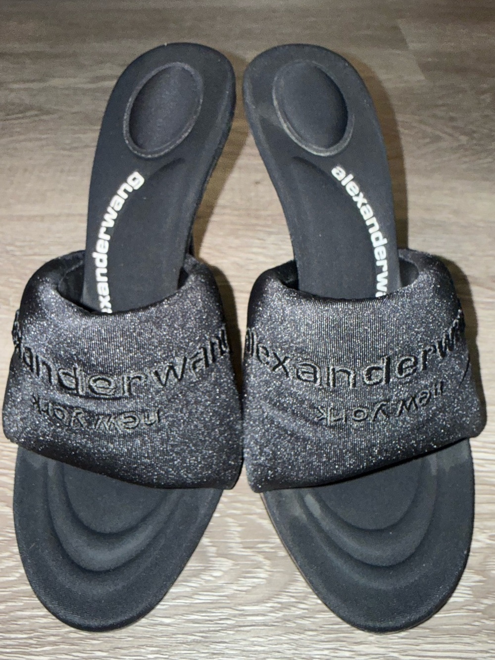 Alexander Wang Black Padded Logo Slide Mules